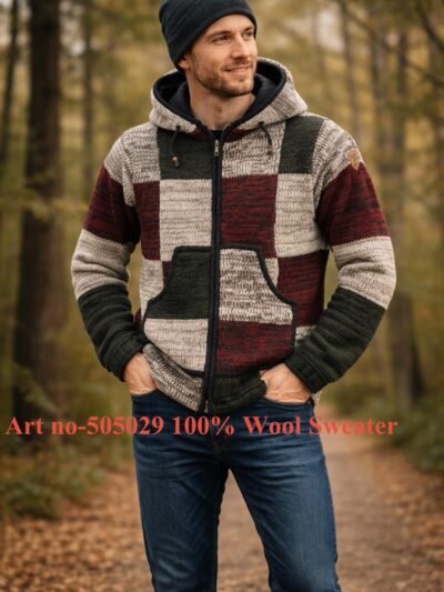 Art no-505029  100% Wool  Sweater Lady’s full zipper and Hood