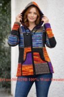 Art no-505029B  100% Wool  Sweater Lady’s full zipper and Hood