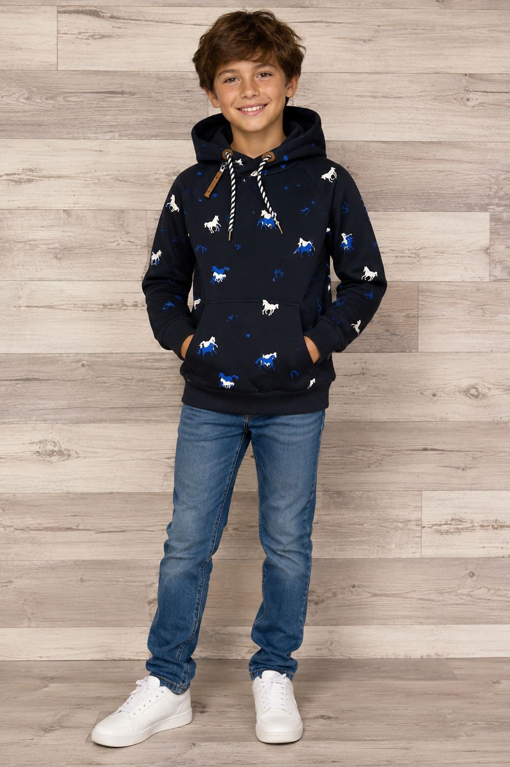 KIDS cotton hoody vest horse patched SL0075
