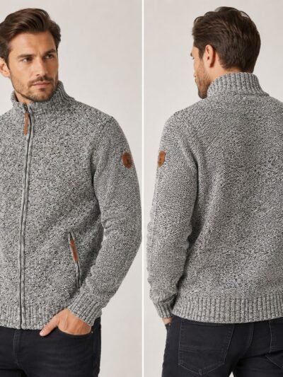 Alvin Unisex Zip-Up Knit Jacket – Structured Knitwear